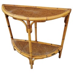 1960s Console in Bamboo and Rattan