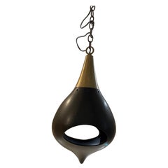1960s Cool Ceramic Atomic Lamp Modern Pendant Black & Gold