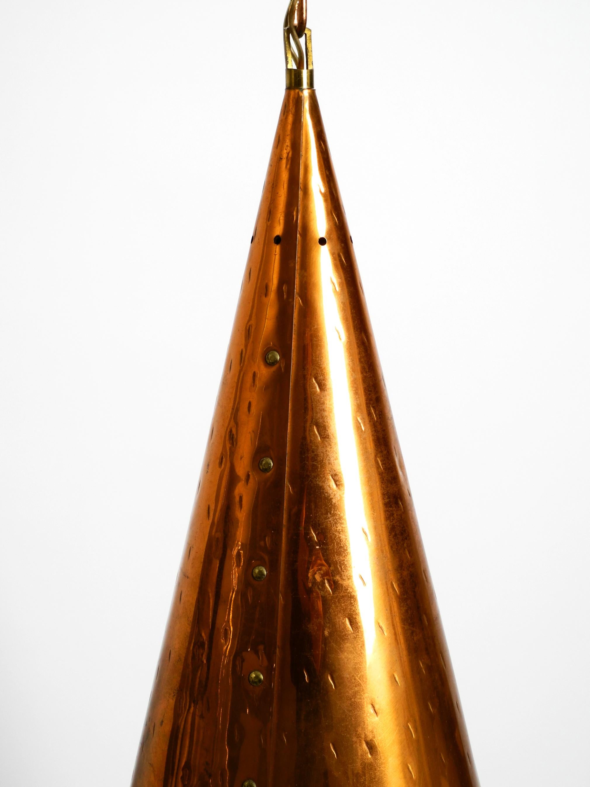 1960's Copper Cone Pendant Lamp from Th. Valentine Copenhagen Made in Denmark 9
