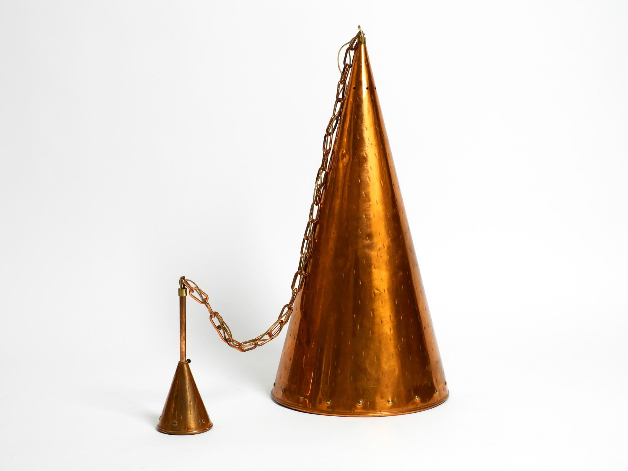 Space Age 1960's Copper Cone Pendant Lamp from Th. Valentine Copenhagen Made in Denmark