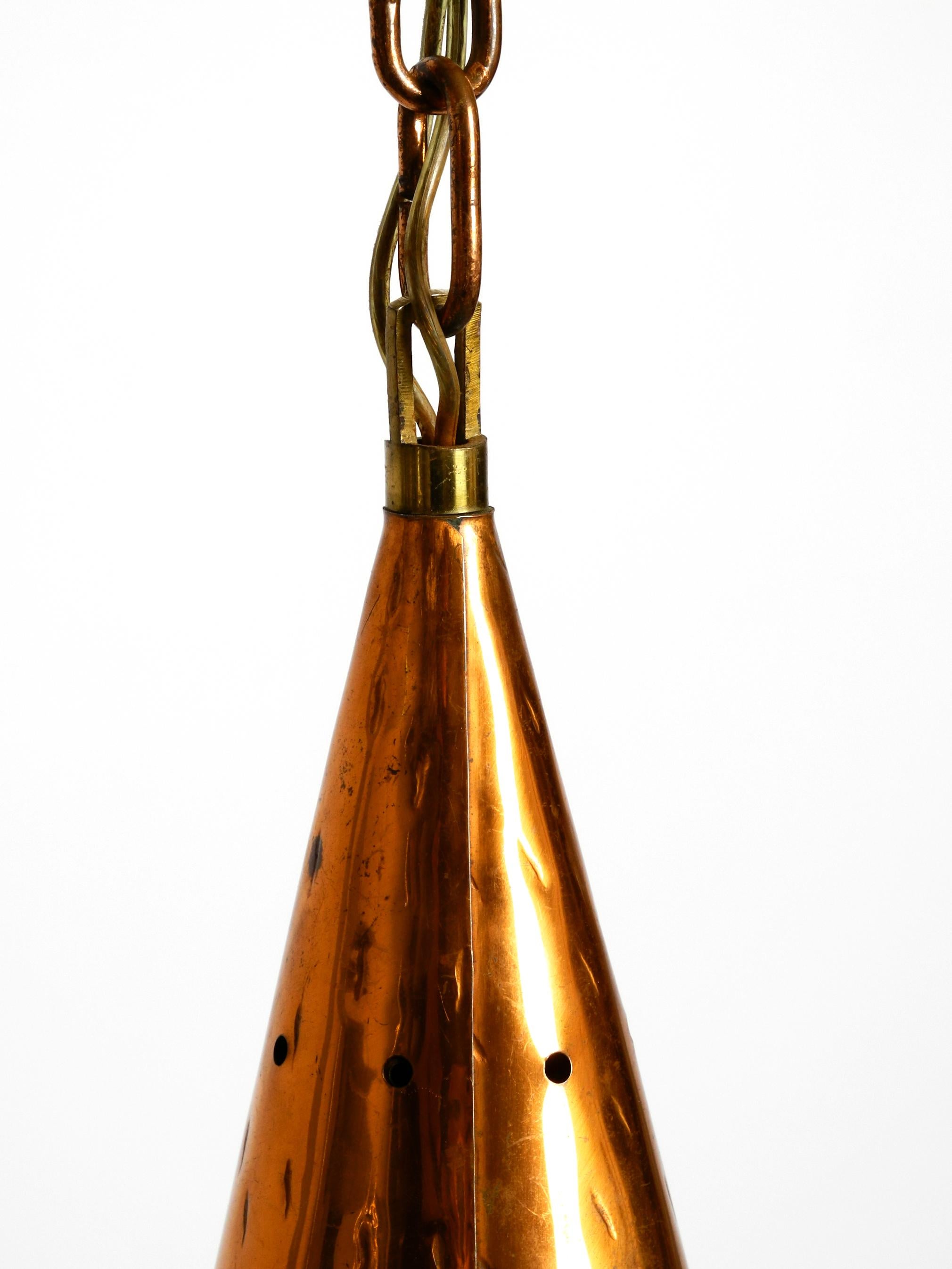 1960's Copper Cone Pendant Lamp from Th. Valentine Copenhagen Made in Denmark In Good Condition In München, DE