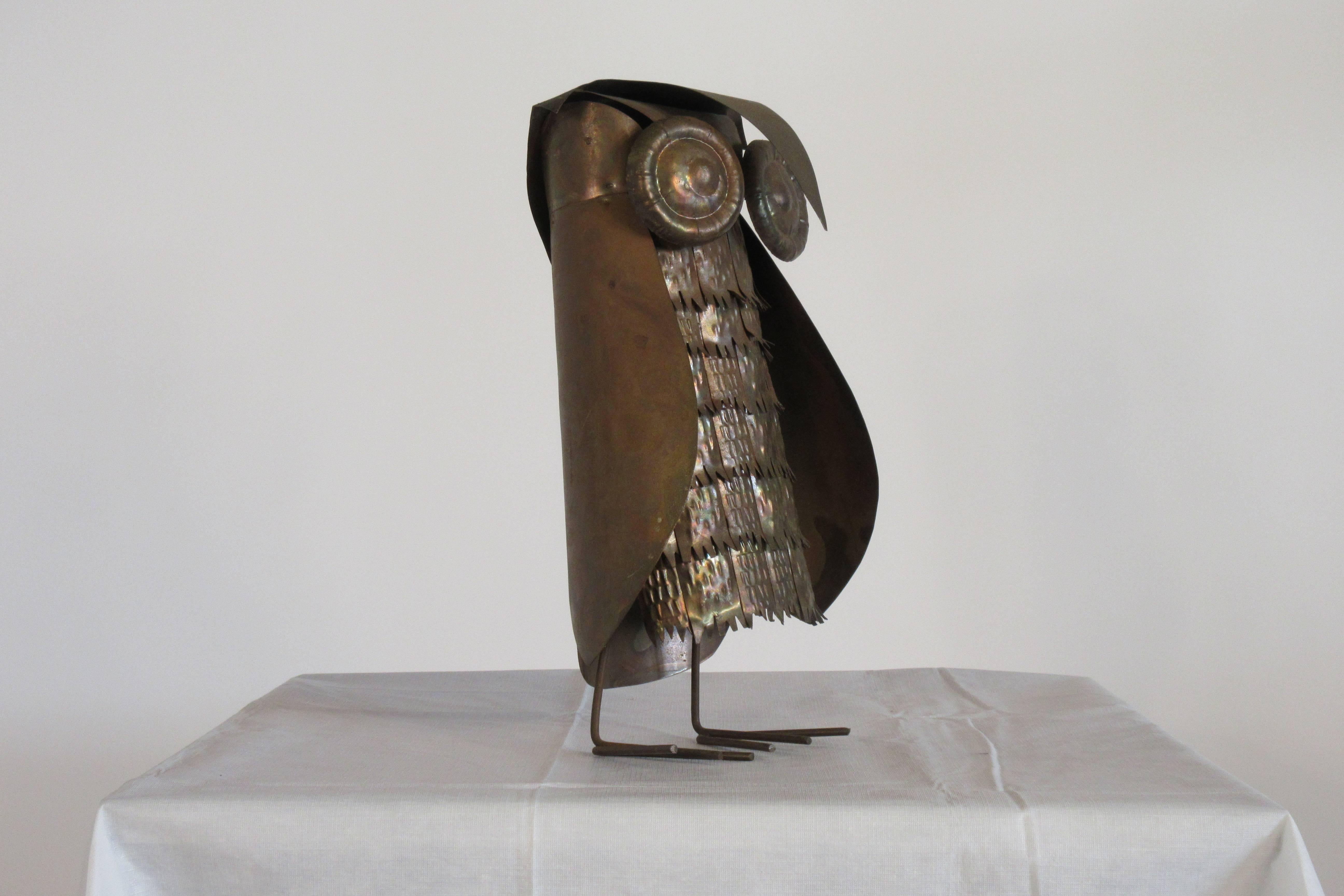Mid-20th Century 1960s Copper Owl Sculpture