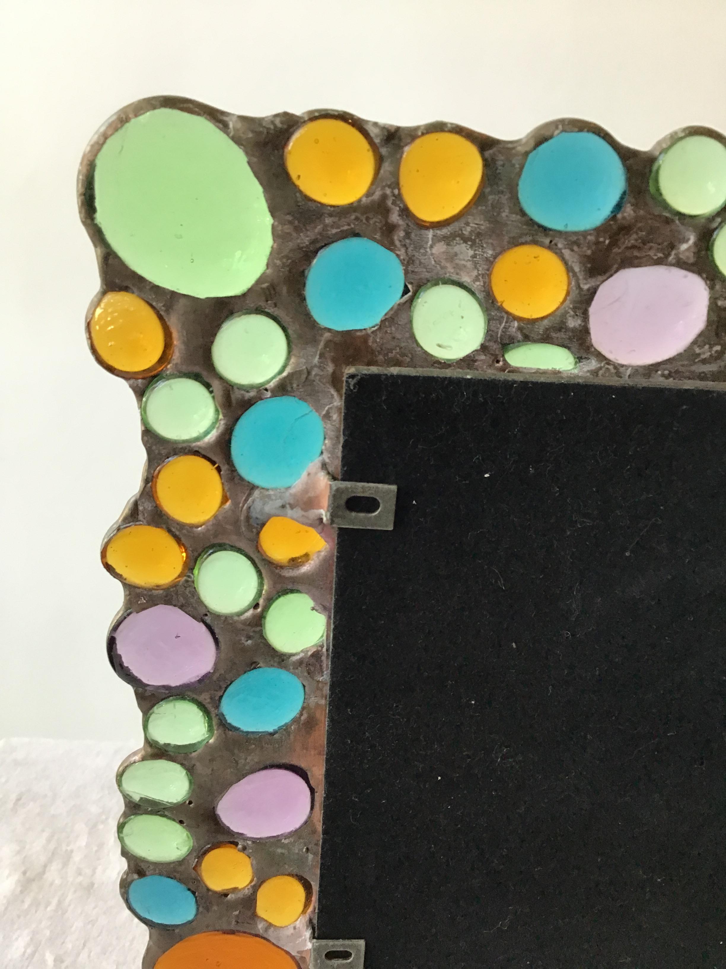 1960s Copper Picture Frame with Inset Glass Jewels 3