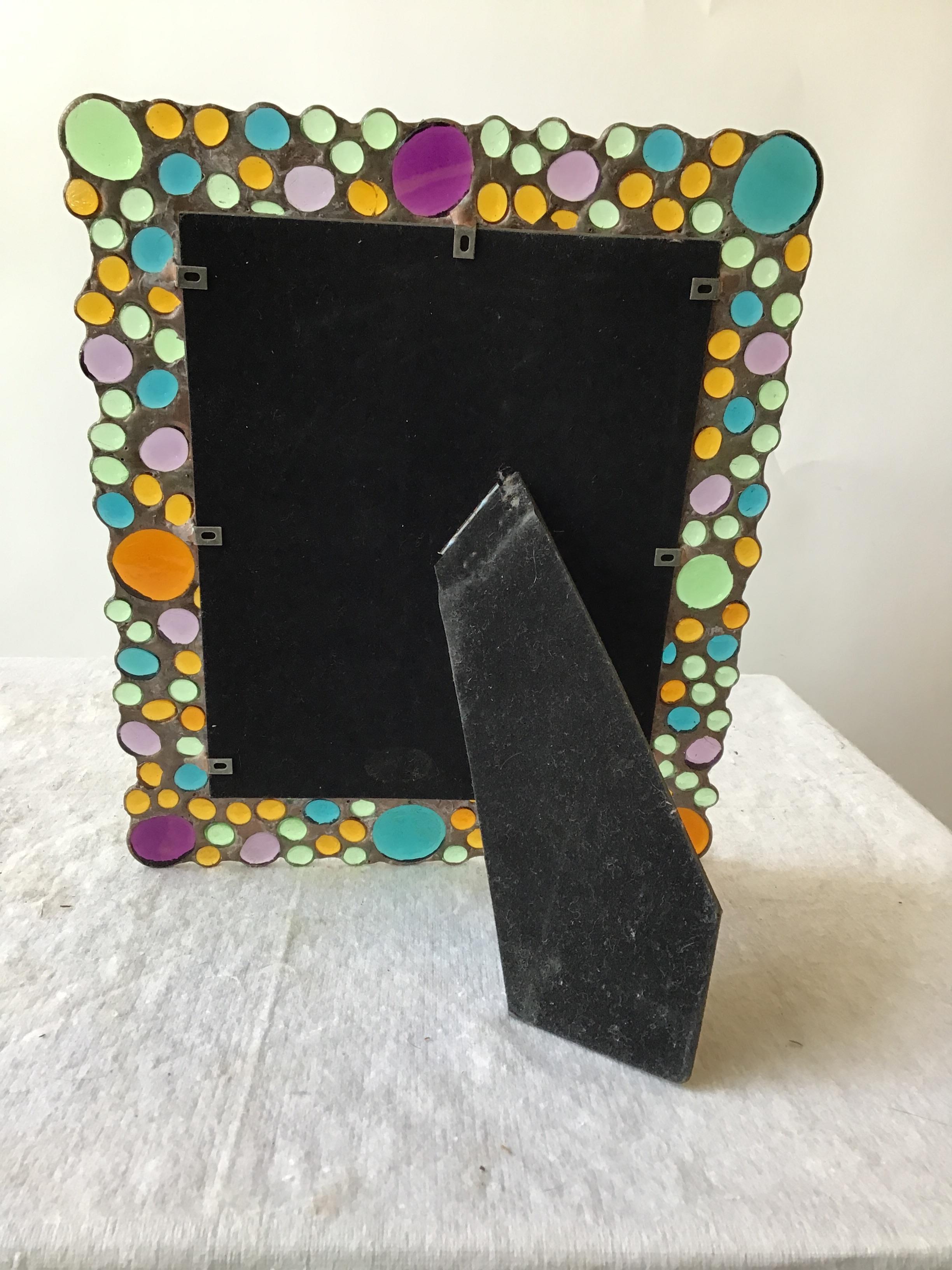 1960s Copper Picture Frame with Inset Glass Jewels 2