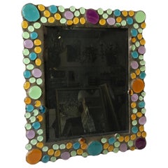 1960s Copper Picture Frame with Inset Glass Jewels