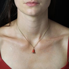 1960s Coral 18 Karat Yellow Gold Buddha Charm Pendant