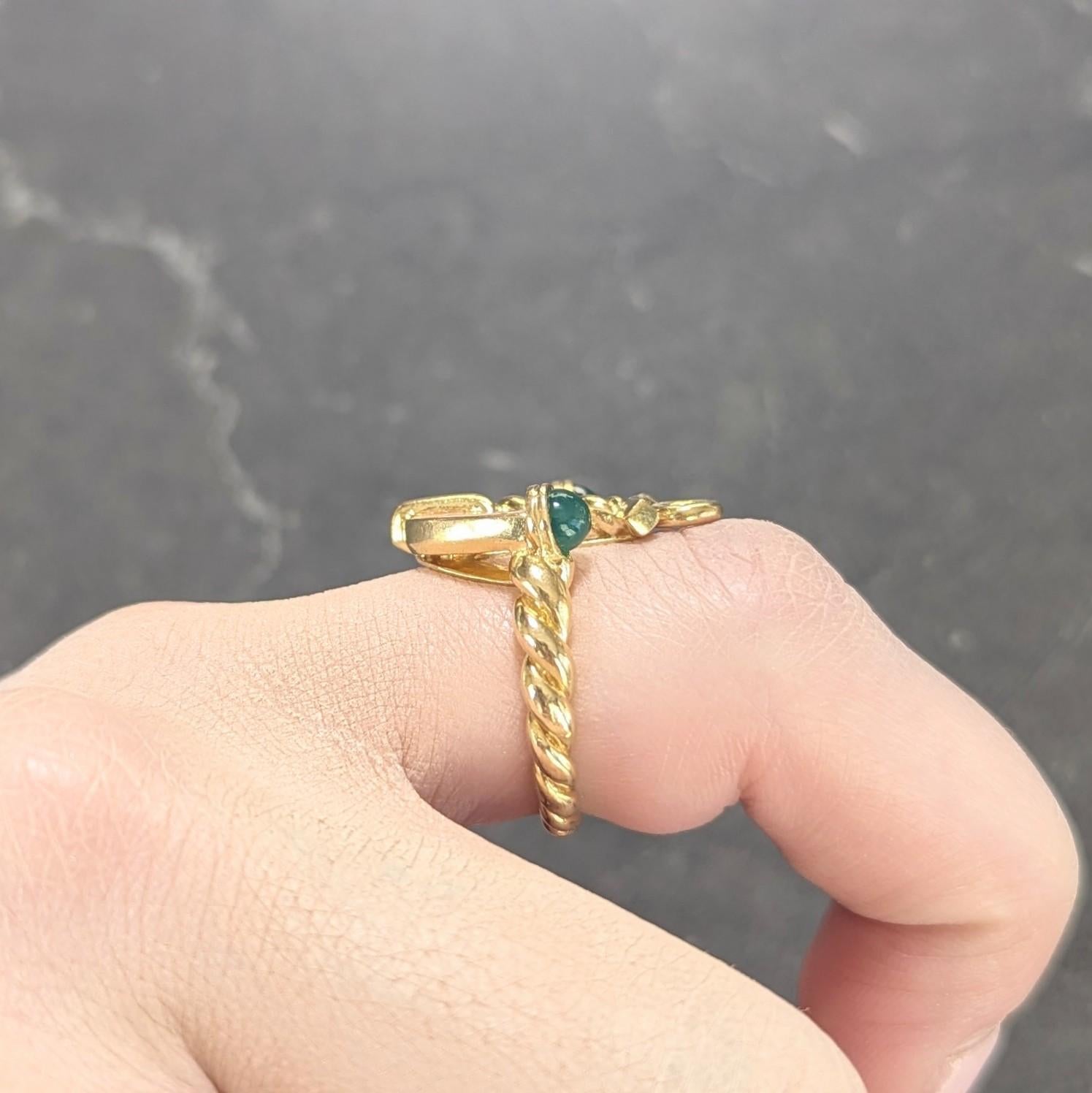 Anello con ancora in corallo e calcedonio in oro giallo 18 carati degli anni '60 in vendita 5