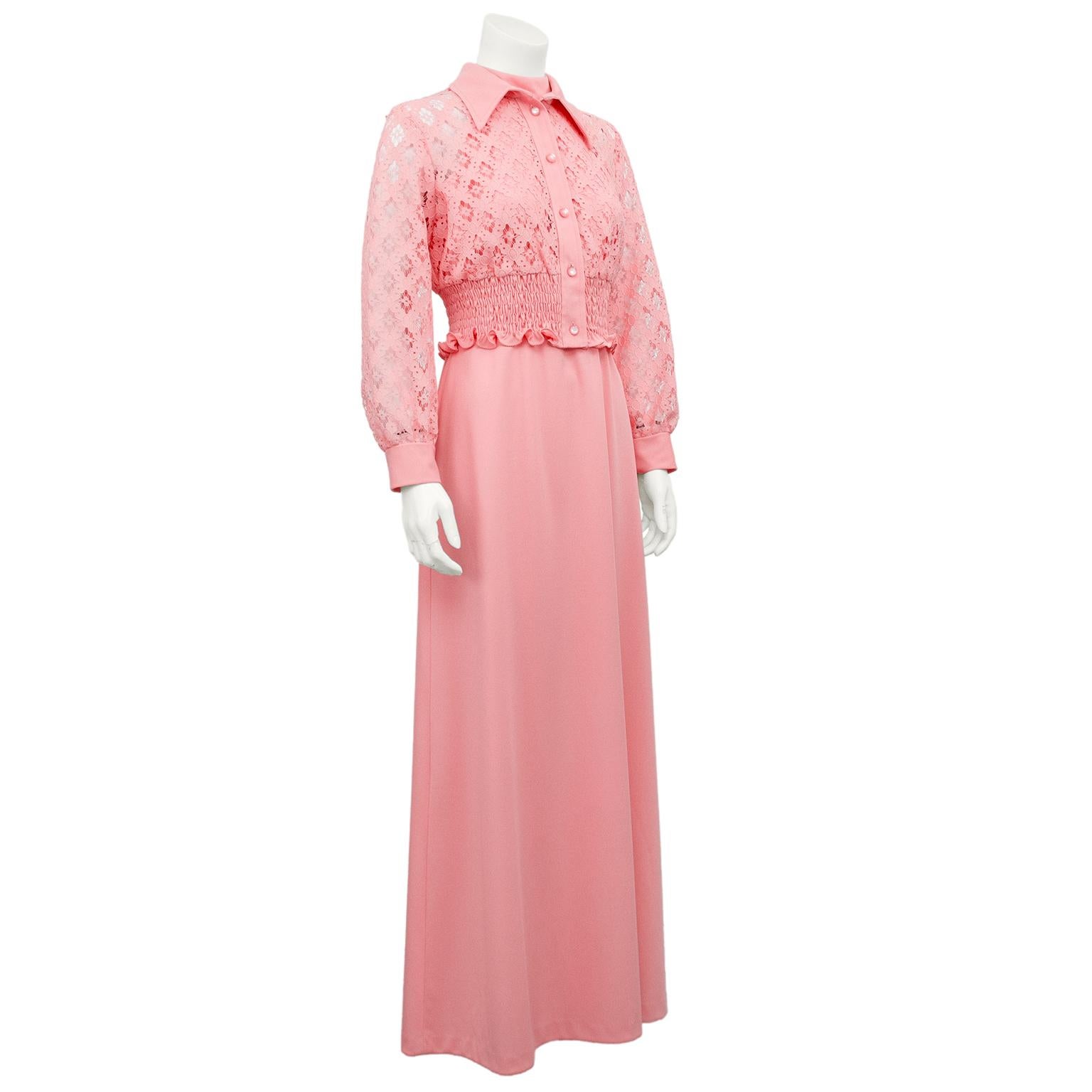 Rose 1960s Coral Pink Halter Day Gown and Jacket Ensemble en vente