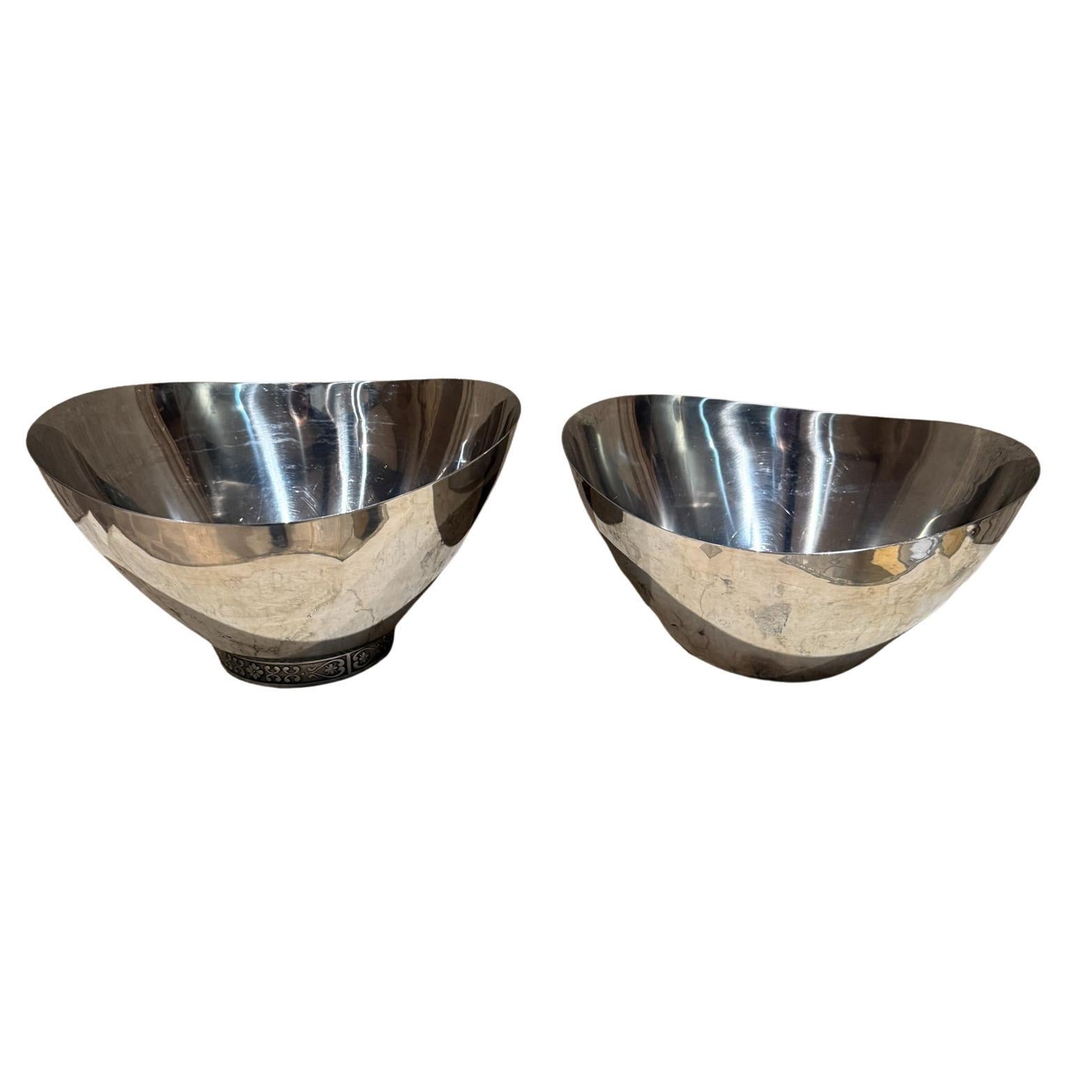 1960s Cordova Sculptural Stainless Bowl Set of 2