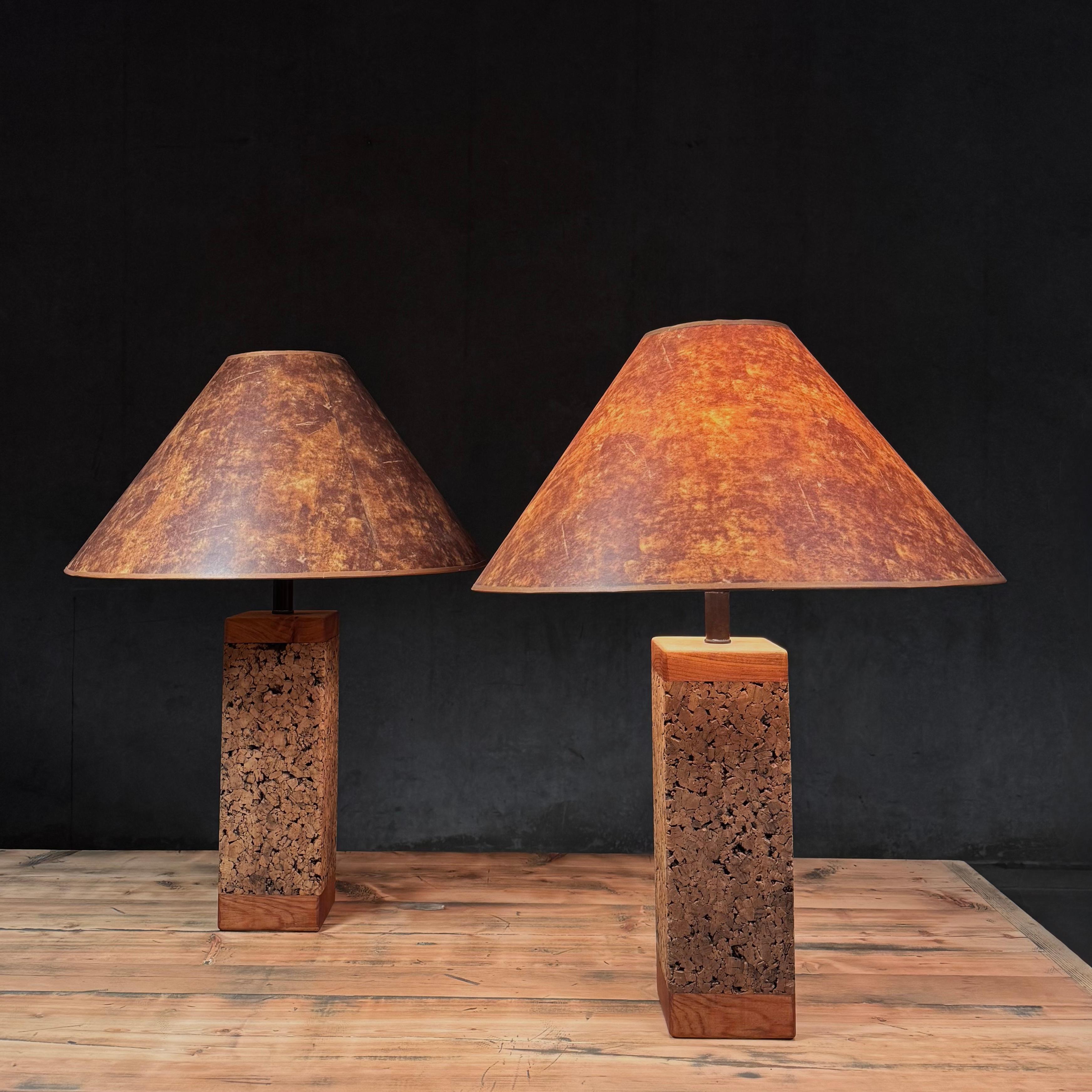 1960’s cork table lamps In Good Condition In Surrey, BC
