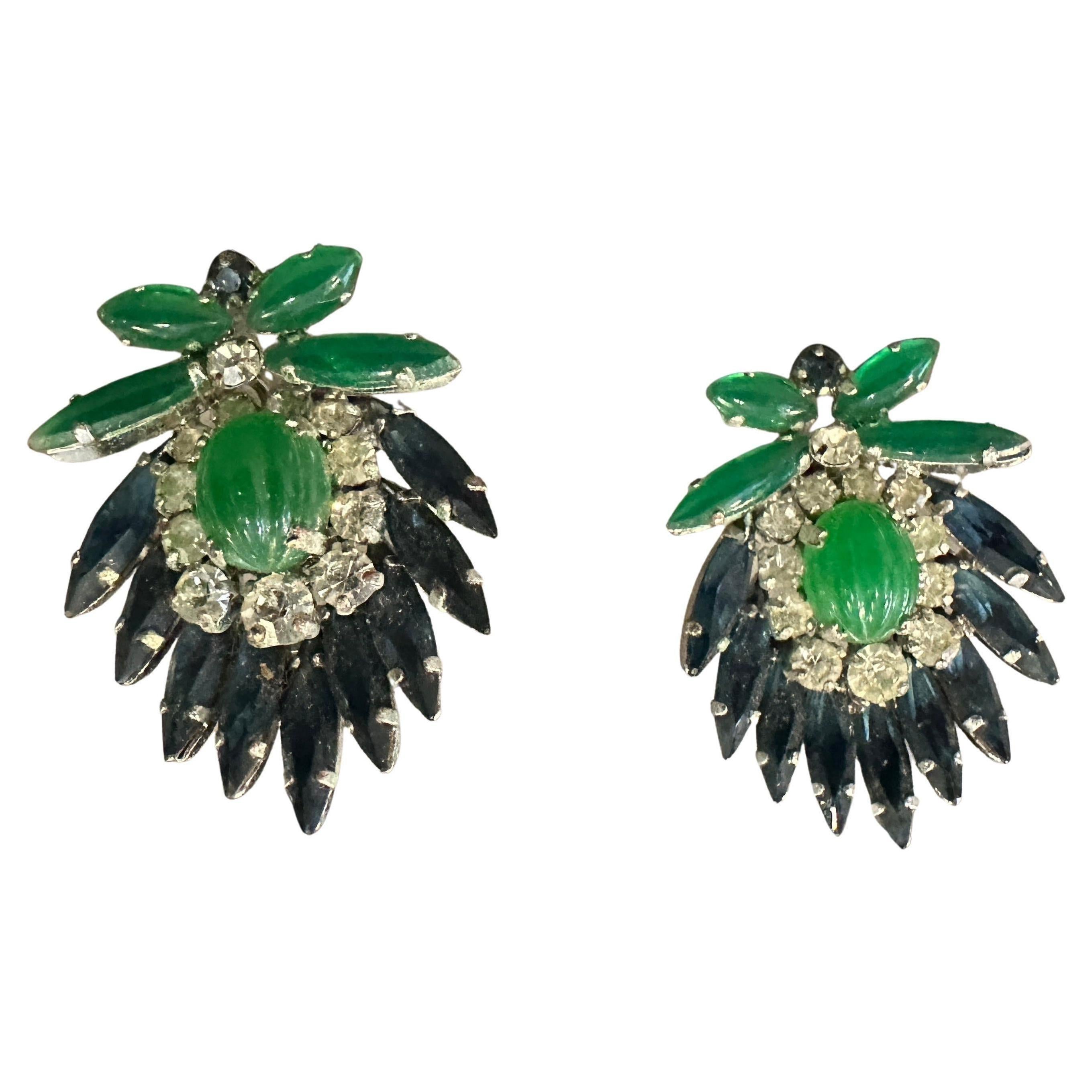 1960s Costume Jewelry Clip-on Earrings by Christian Dior