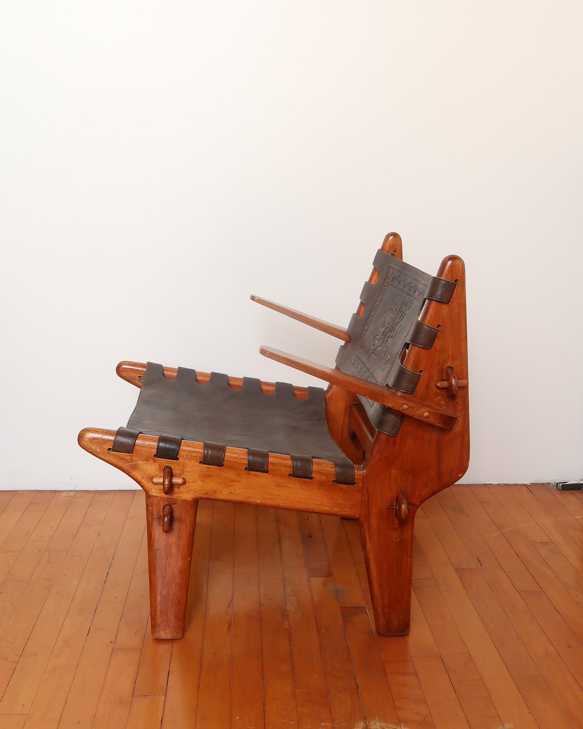Ecuadorean 1960s Cotacachi Lounge Chair by Angel Pazmino for Muebles de Estilo For Sale