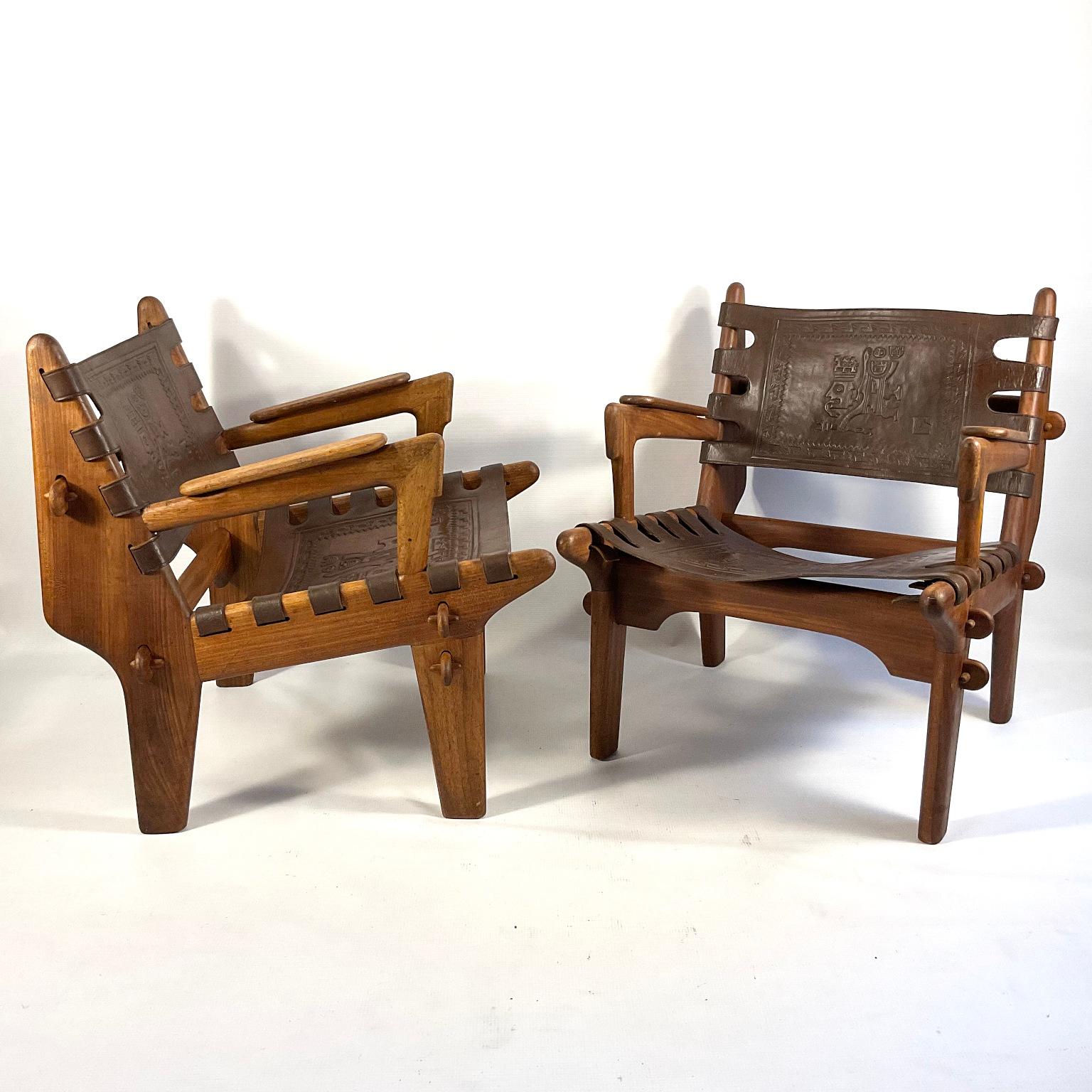 Ecuadorean 1960s Cotacachi Lounge Chairs by Angel Pazmino for Muebles de Estilo For Sale