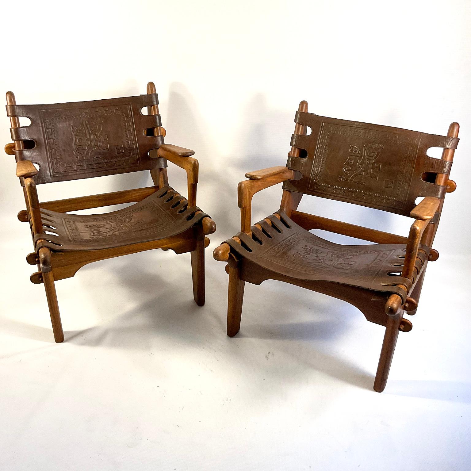 Leather 1960s Cotacachi Lounge Chairs by Angel Pazmino for Muebles de Estilo For Sale