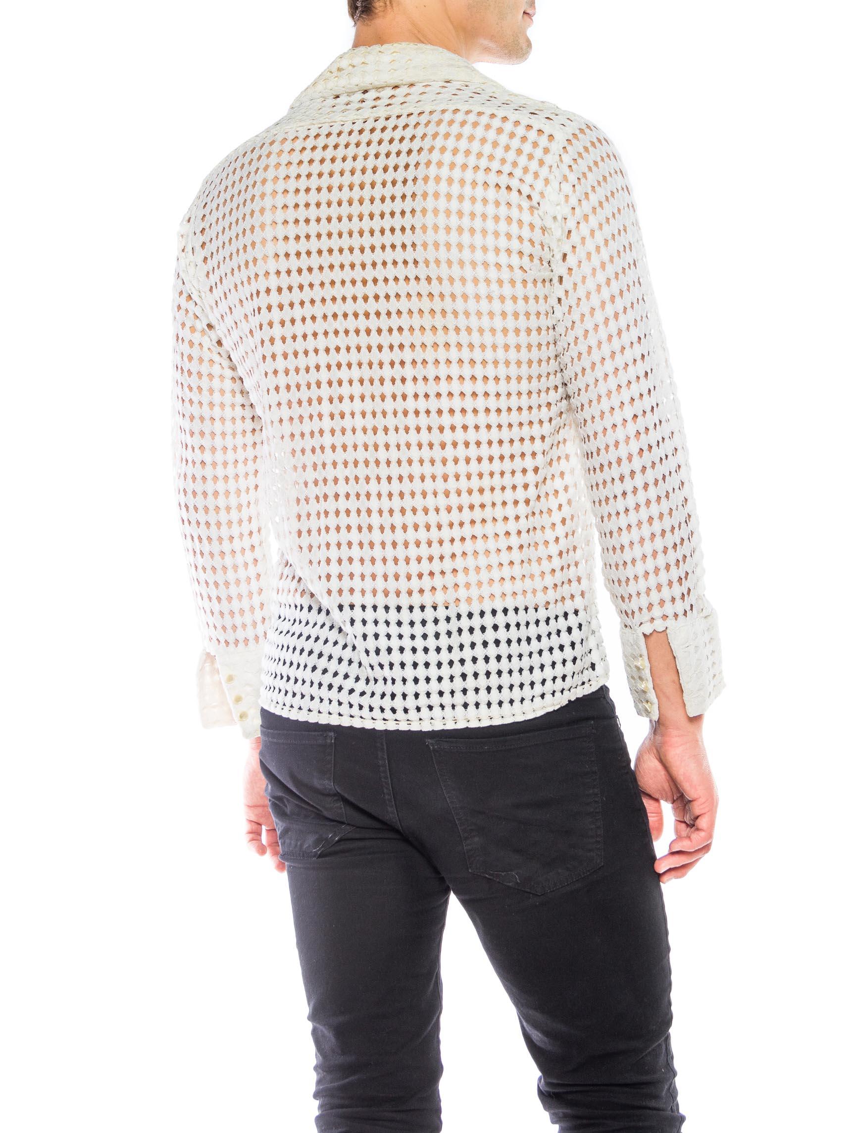 1970S Men's Cotton Geometric Diamond Lace Shirt 3