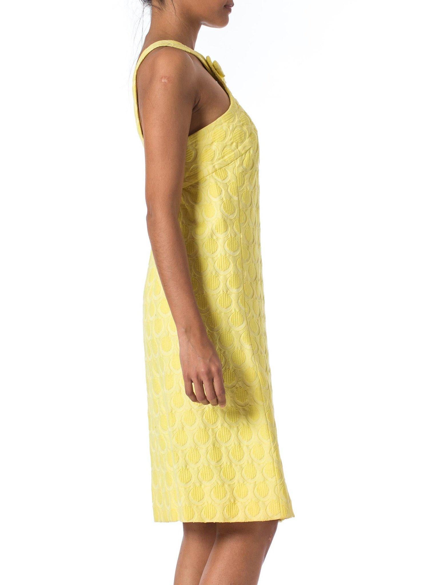 Women's 1960S Cotton Jaquard MOD Yellow Dress