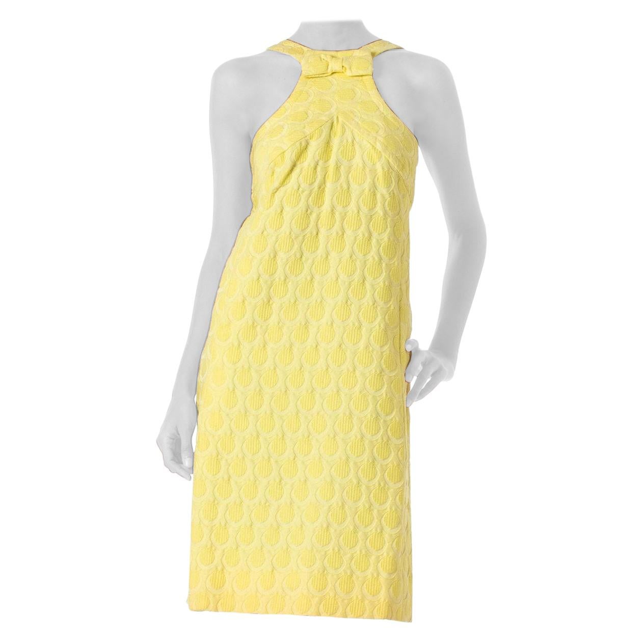 1960S Cotton Jaquard MOD Yellow Dress