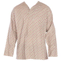 Vintage 1960S Cotton Men's Foulard Print Tunic Shirt With Pocket
