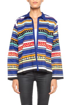 1960S Blue Cotton Seminole Indian Native American Bright Patchwork Jacket