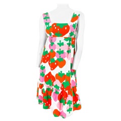 1960s Cotton Strawberry Printed Dress