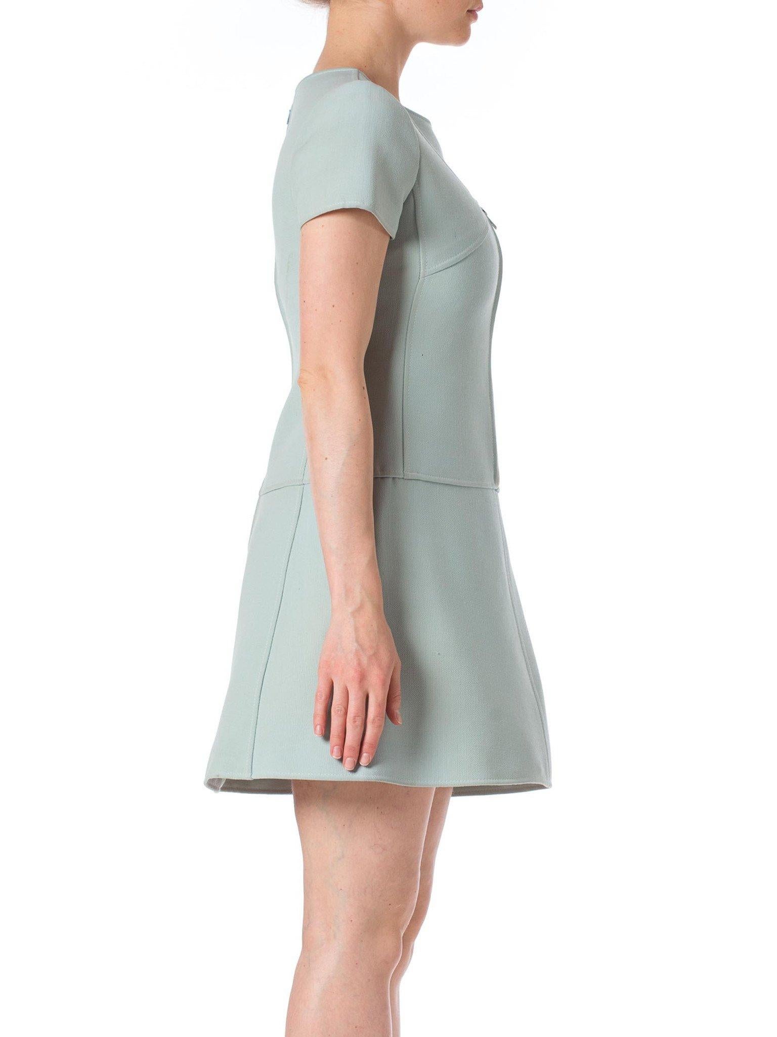 Gray 1960S COURREGES Baby Blue Wool Mod Shift Dress