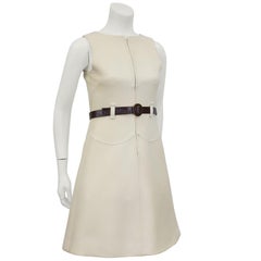 1960s Courreges Cream Wool Daydress with Belt