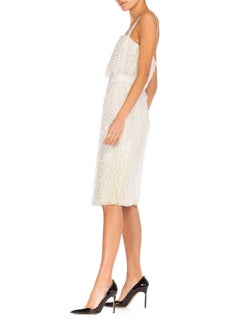 1960s Courreges Haute Couture Embroidered White Lace Dress