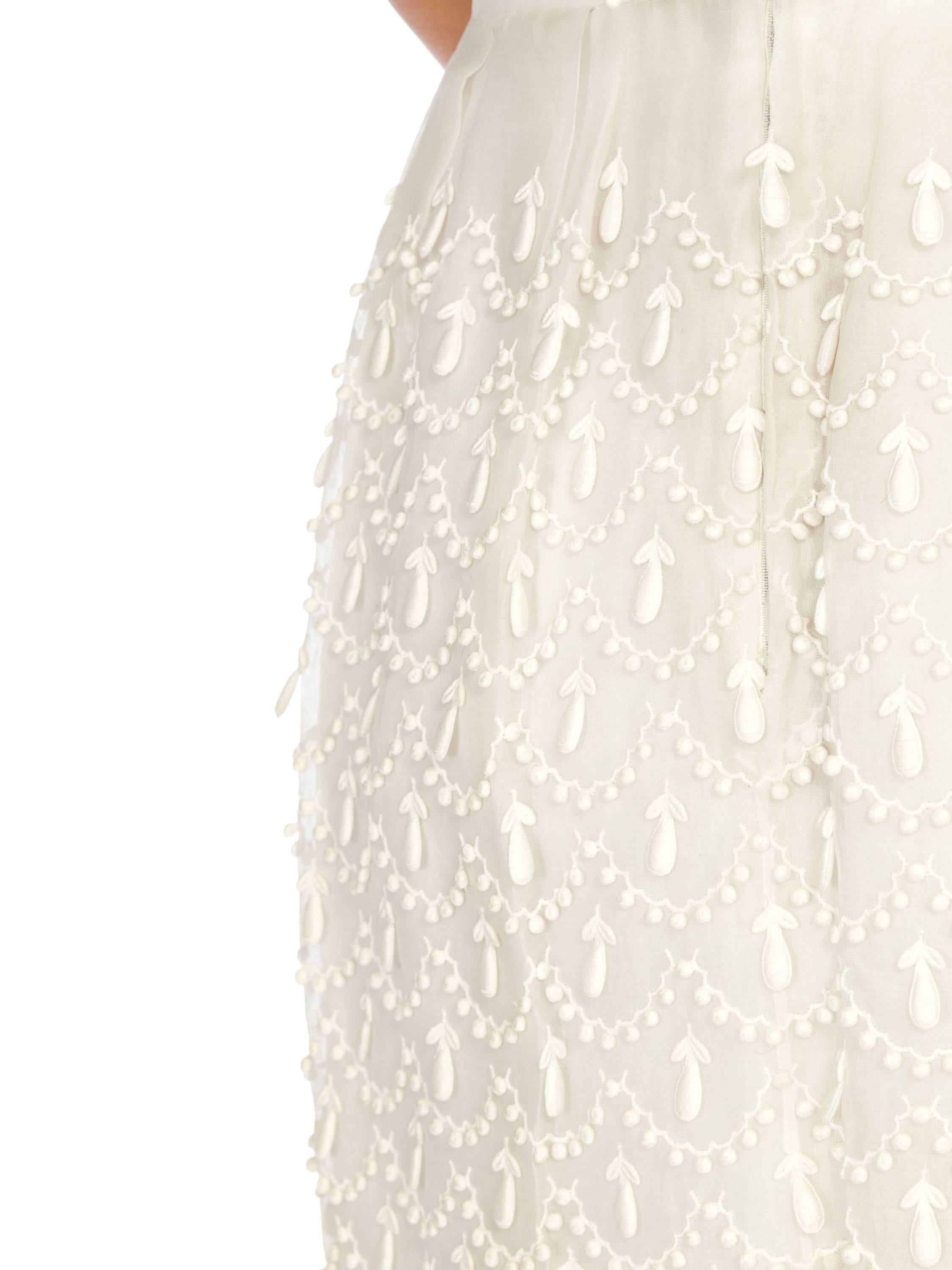 1960s Courreges Haute Couture Embroidered White Lace Dress 3