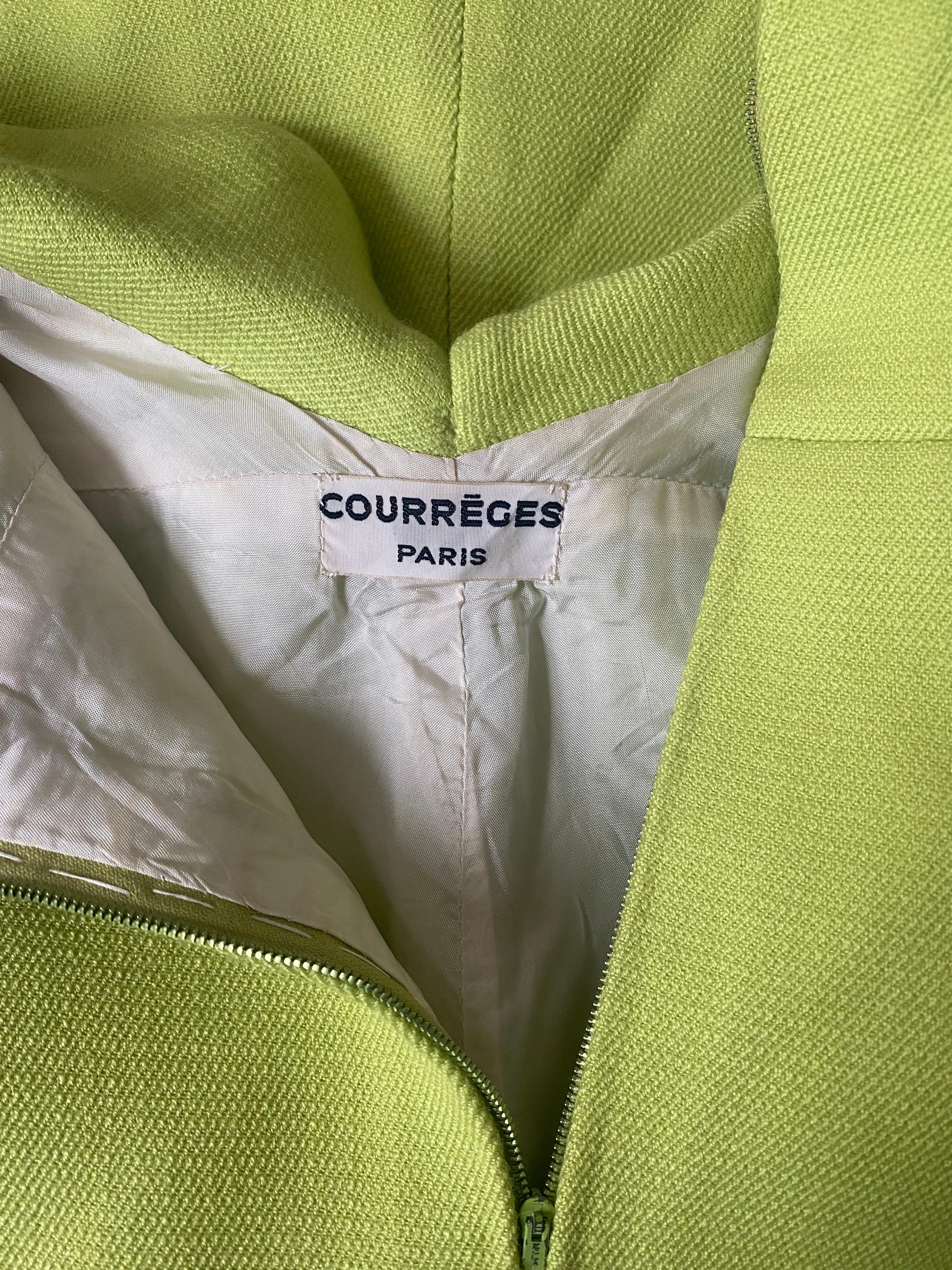 1968 Courreges Haute Couture Green Mod Dress In Excellent Condition In London, GB