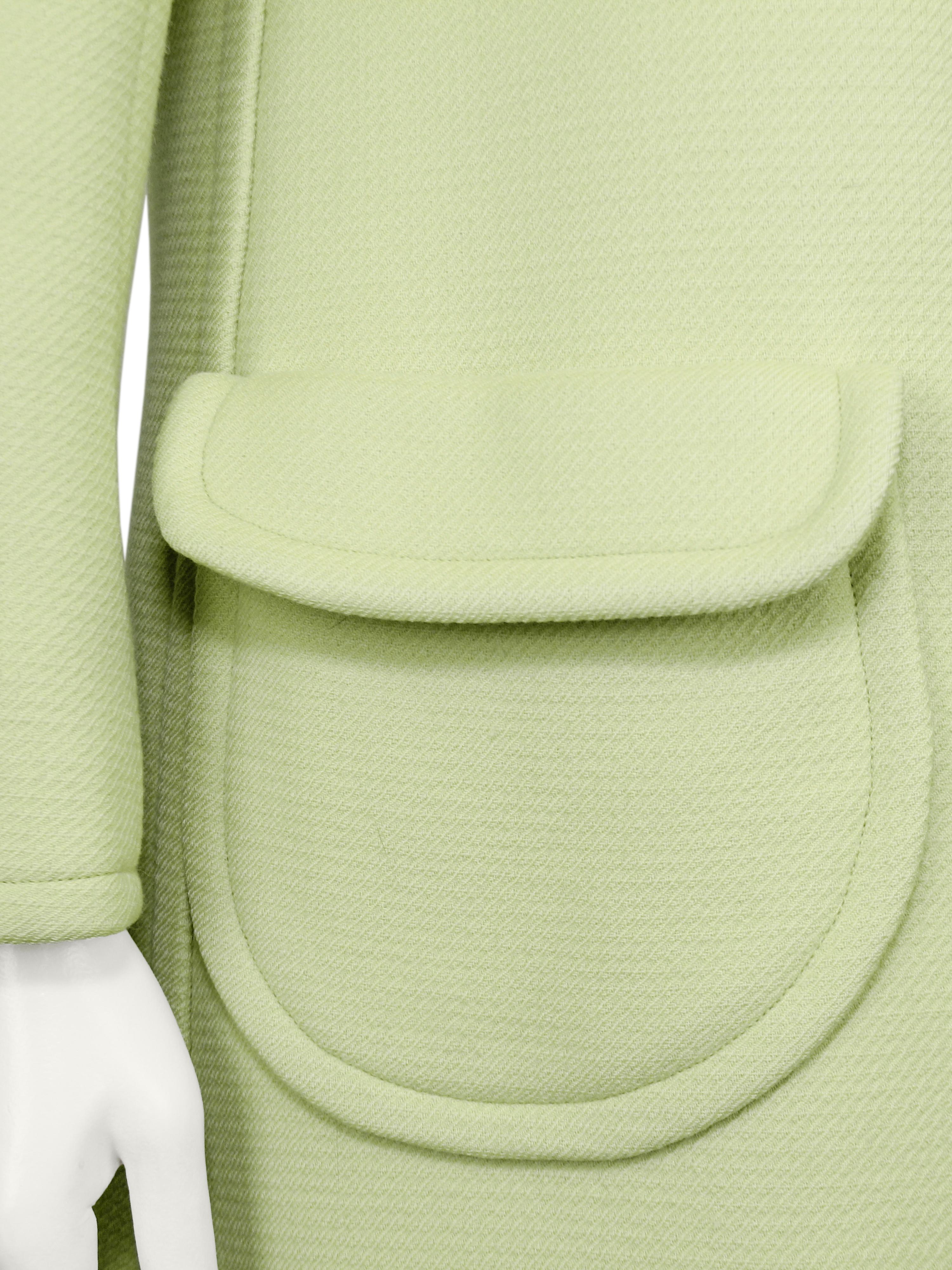 1960s Courreges Lime Green Double Breasted Coat For Sale 1