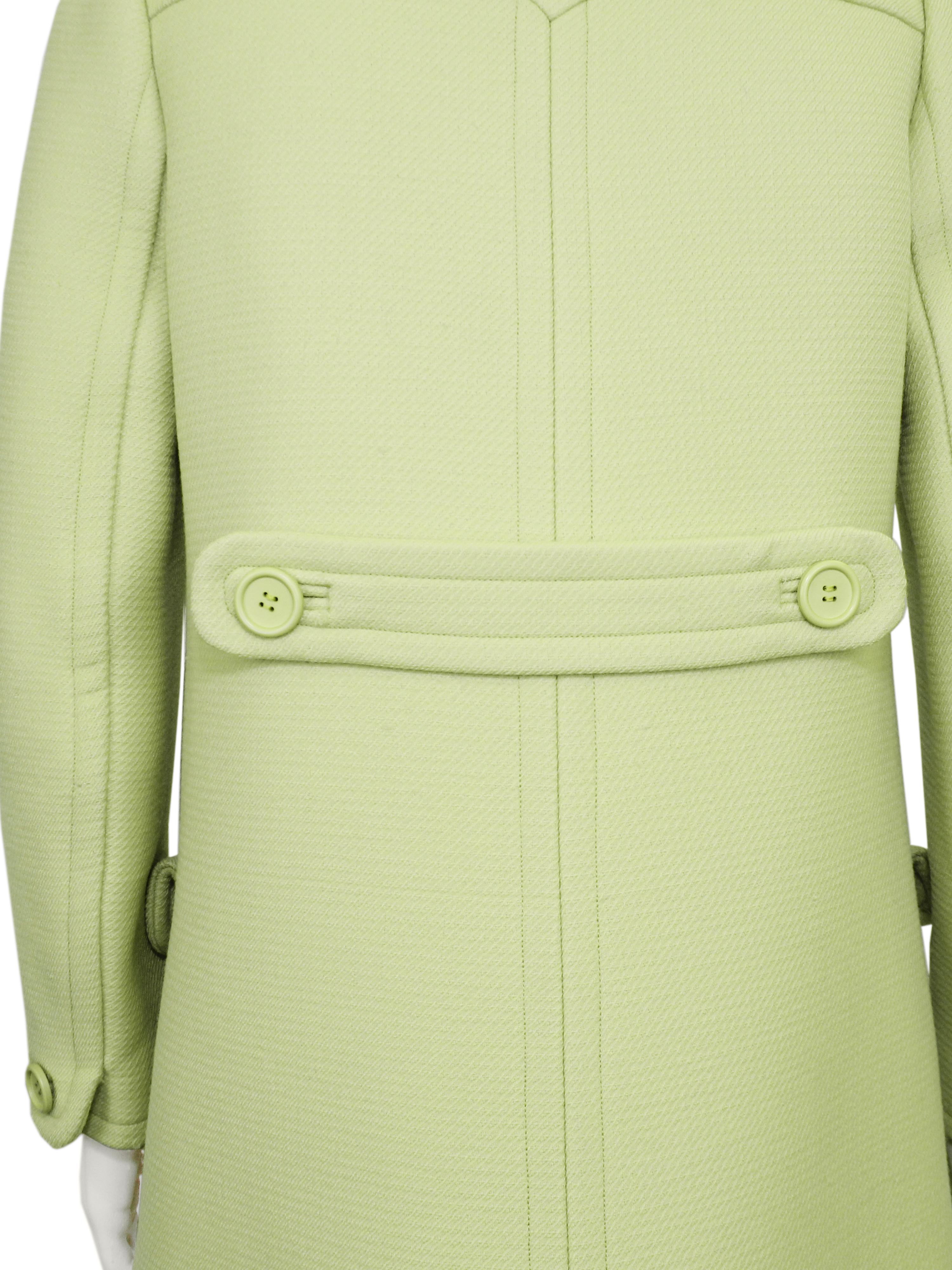 1960s Courreges Lime Green Double Breasted Coat For Sale 2