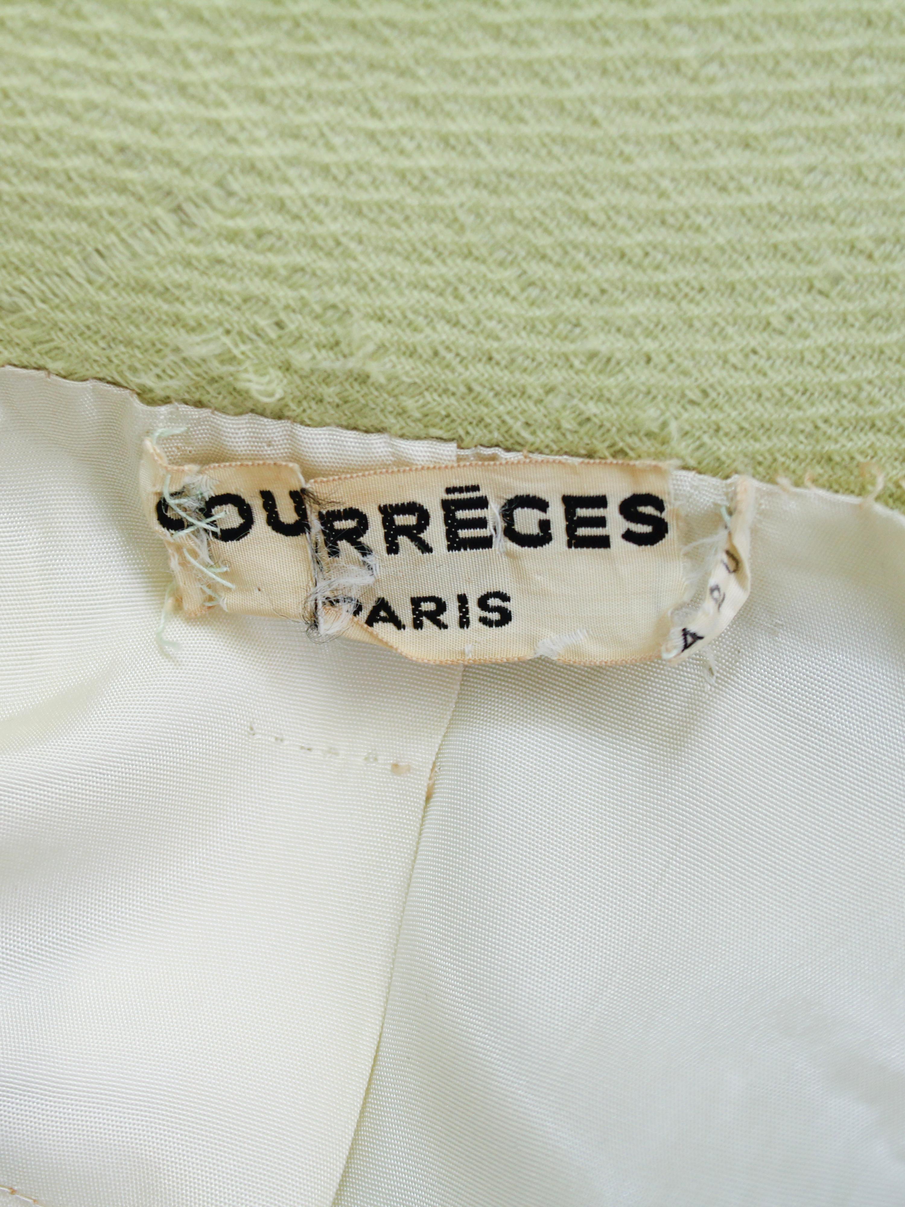1960s Courreges Lime Green Double Breasted Coat For Sale 4