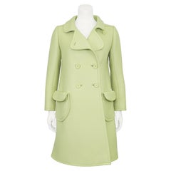1960s Courreges Lime Green Double Breasted Coat