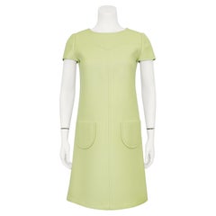 1960's Courreges Lime Green Shift Dress