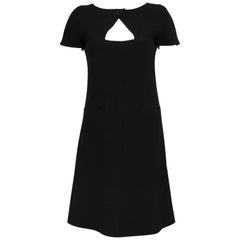 1960s Courregēs Mod Black Wool Cut Out  Dress