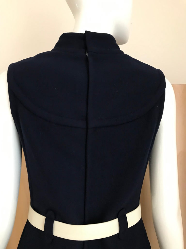 1960s Courreges Navy Blue Sleeveless Shift Dress with Belt at 1stDibs ...