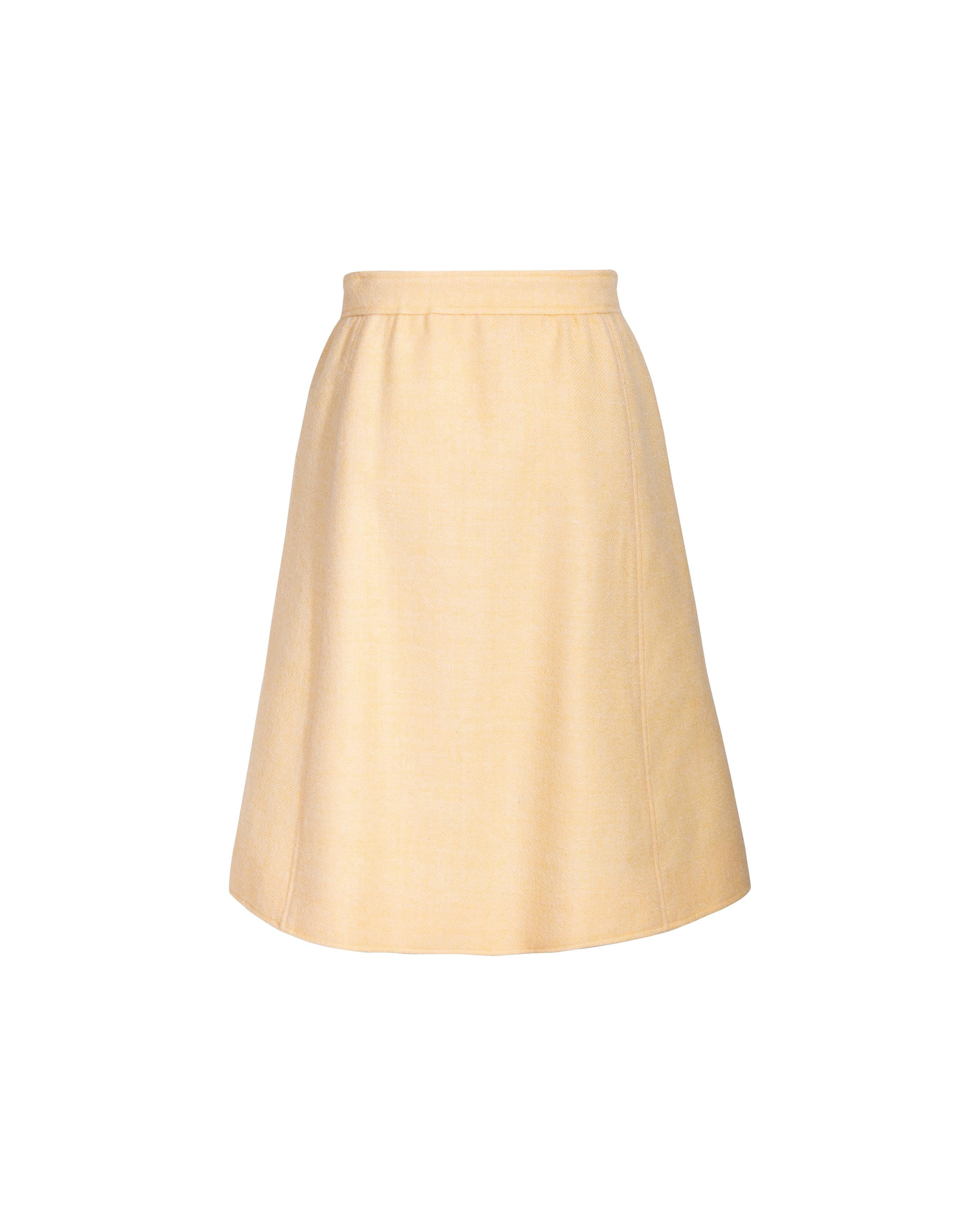 1960's Courreges Pale Yellow Space Age Skirt Set 6
