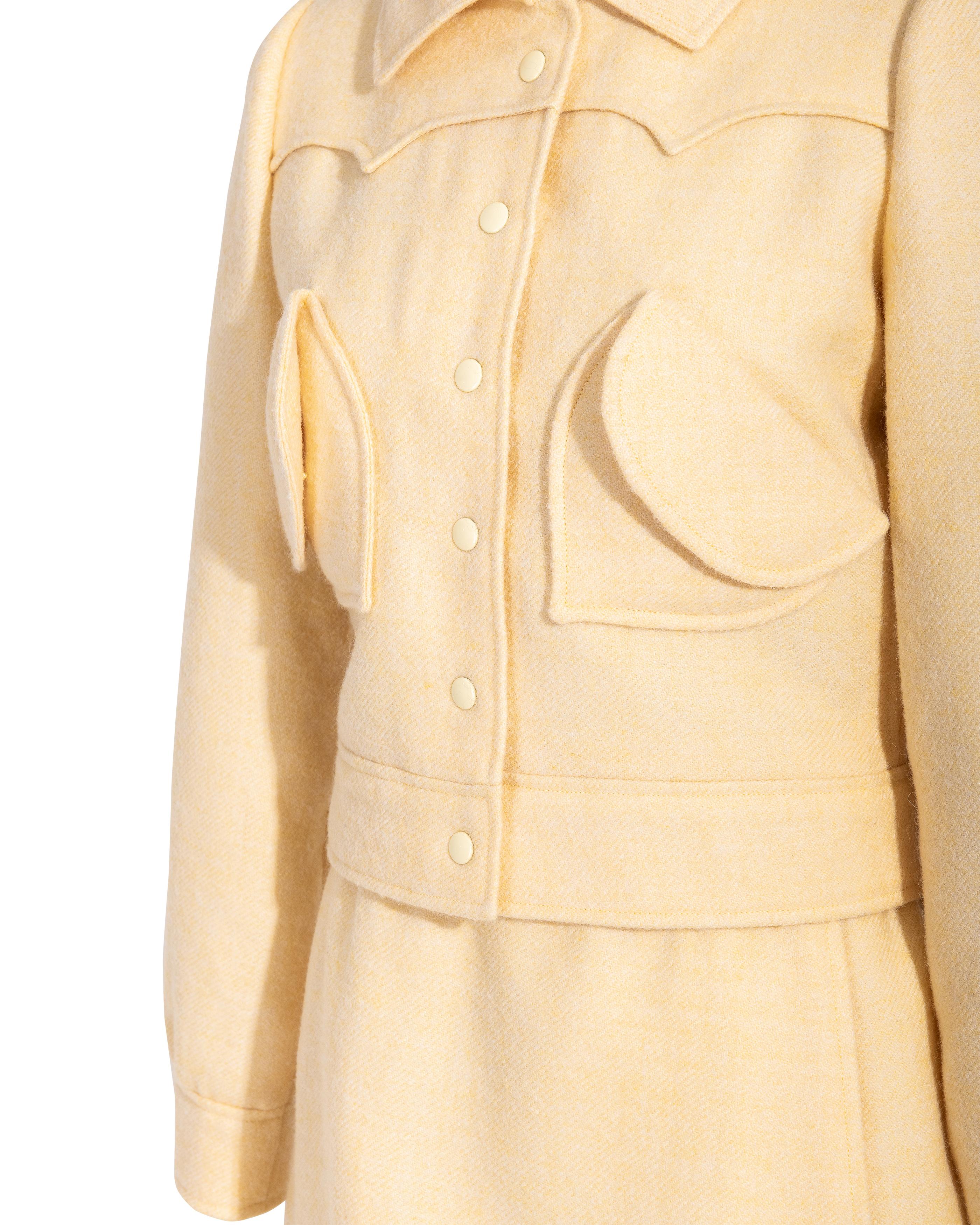 1960's Courreges Pale Yellow Space Age Skirt Set 7