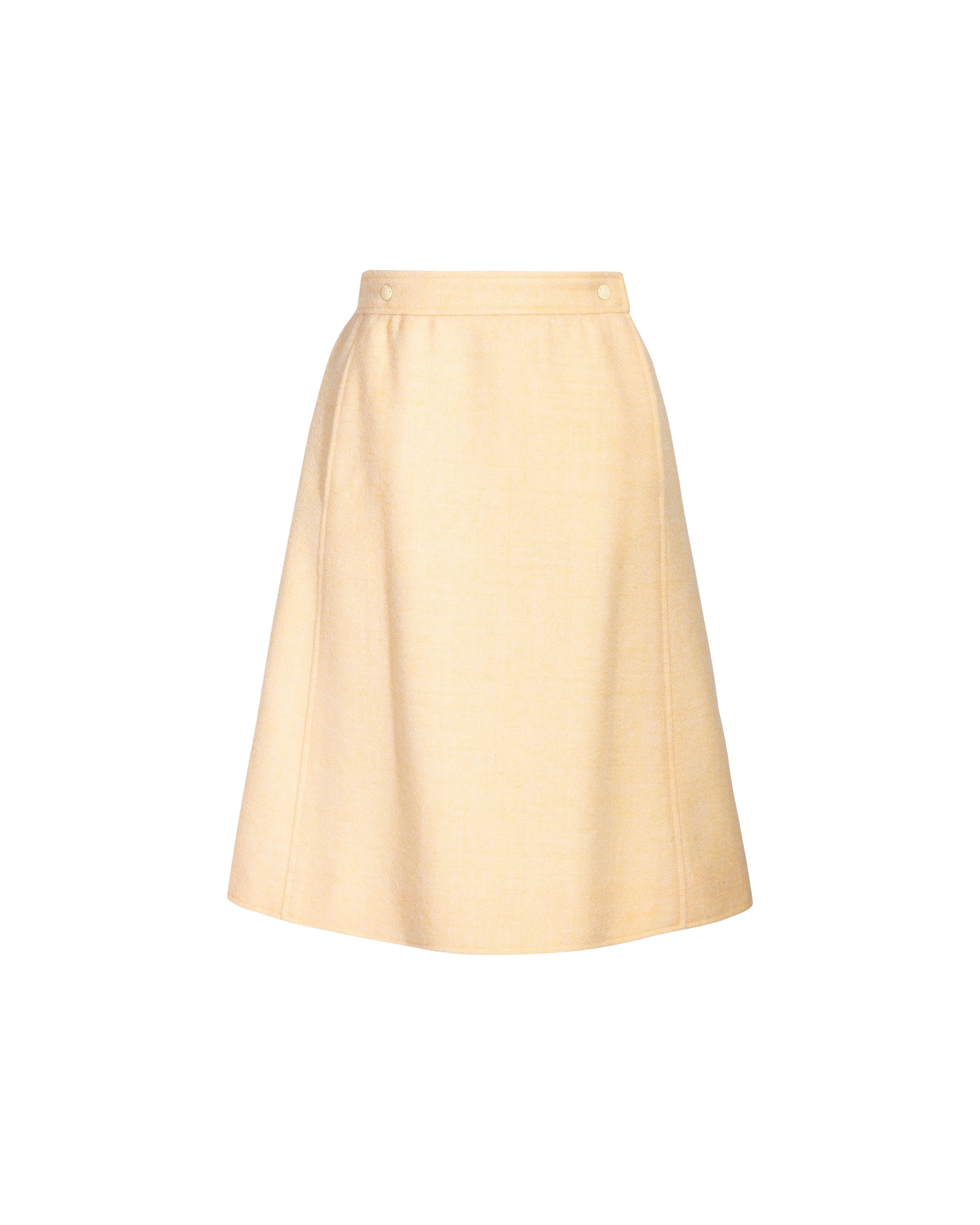 1960's Courreges Pale Yellow Space Age Skirt Set 4
