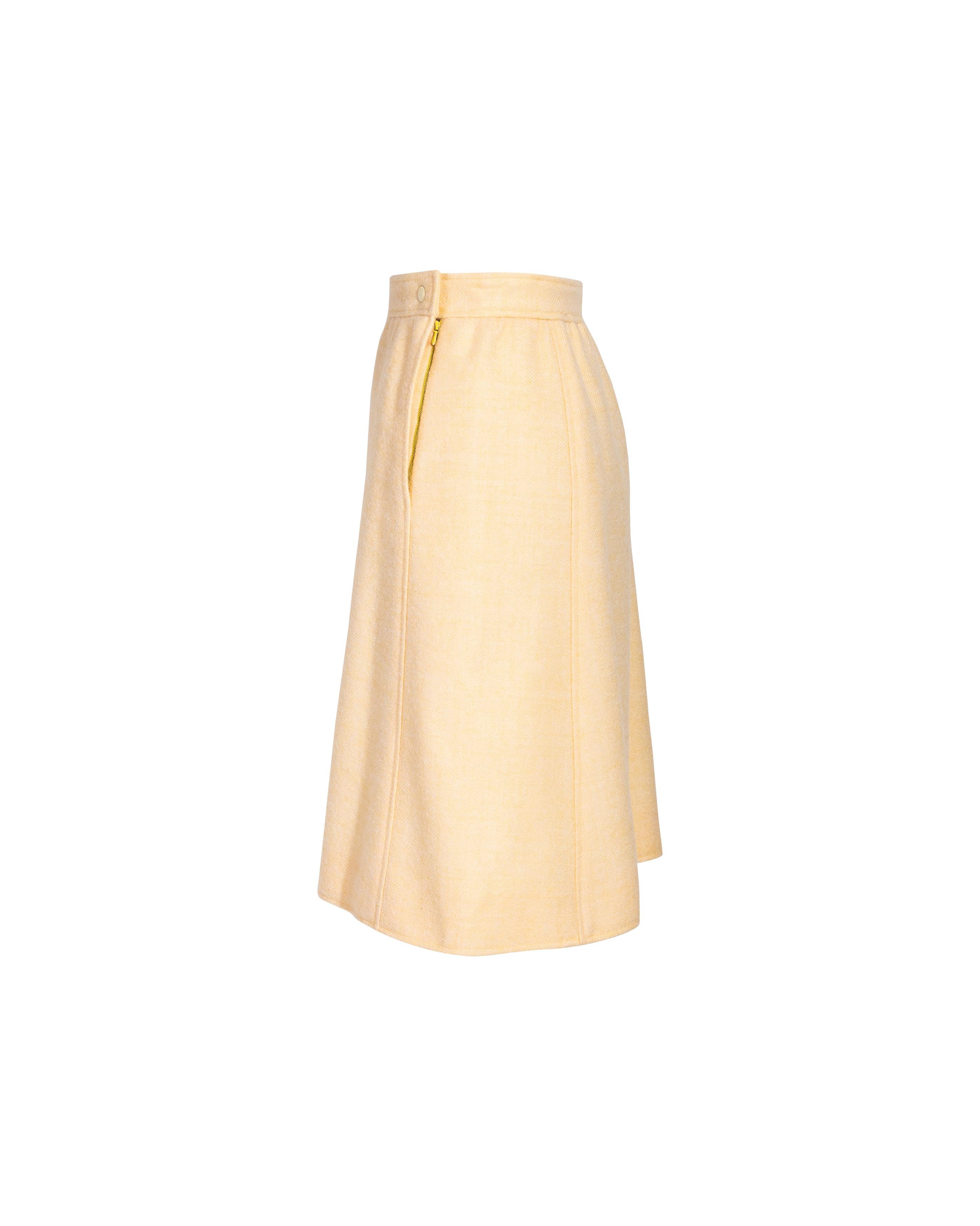 1960's Courreges Pale Yellow Space Age Skirt Set 5