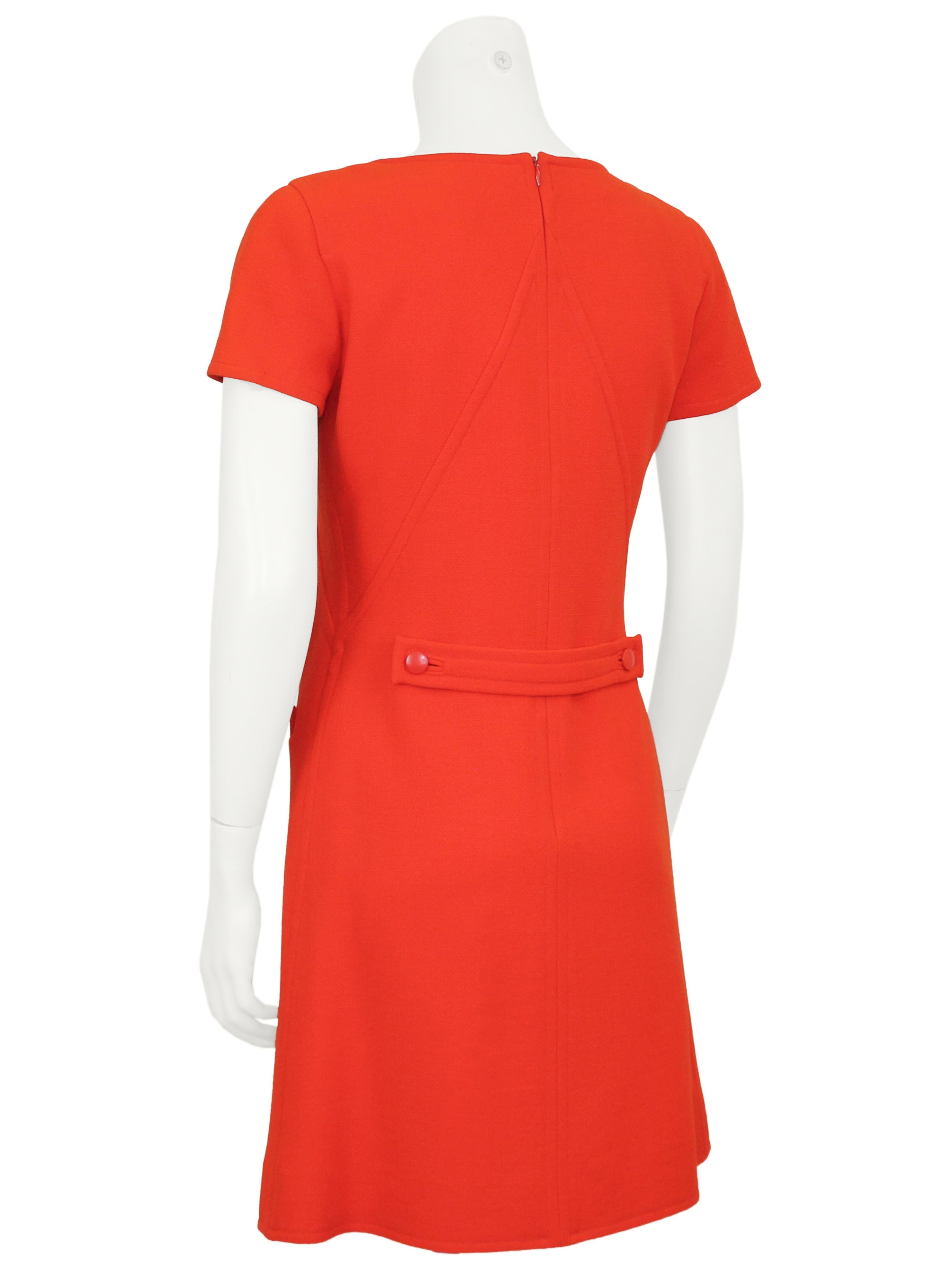 Rosso Abito a turni in lana Courreges rosso/arancio degli anni '60 in vendita