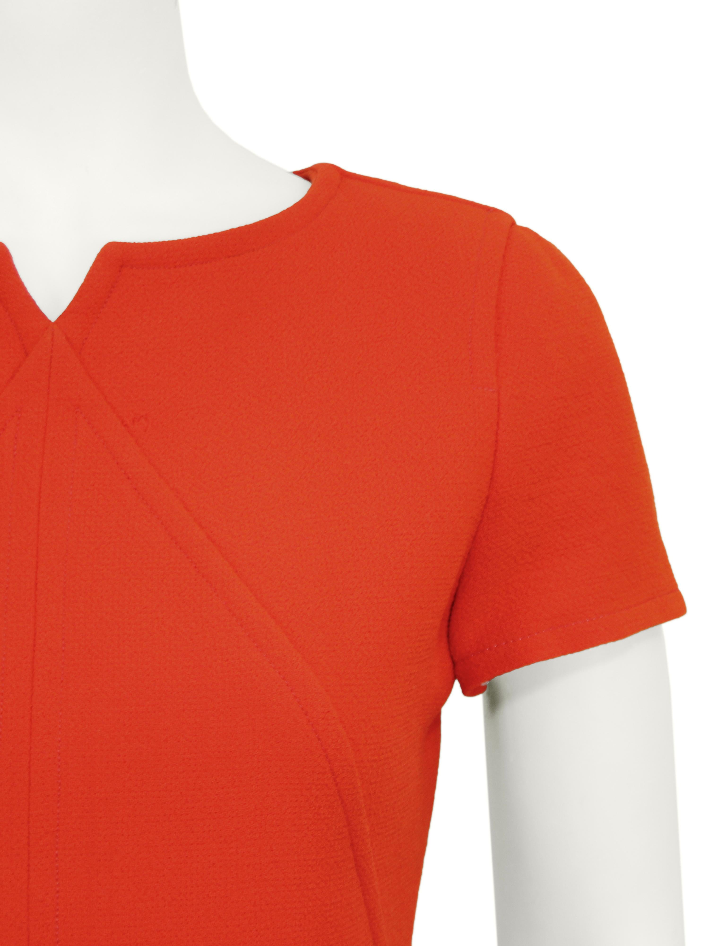 Abito a turni in lana Courreges rosso/arancio degli anni '60 In condizioni discrete in vendita a Toronto, Ontario