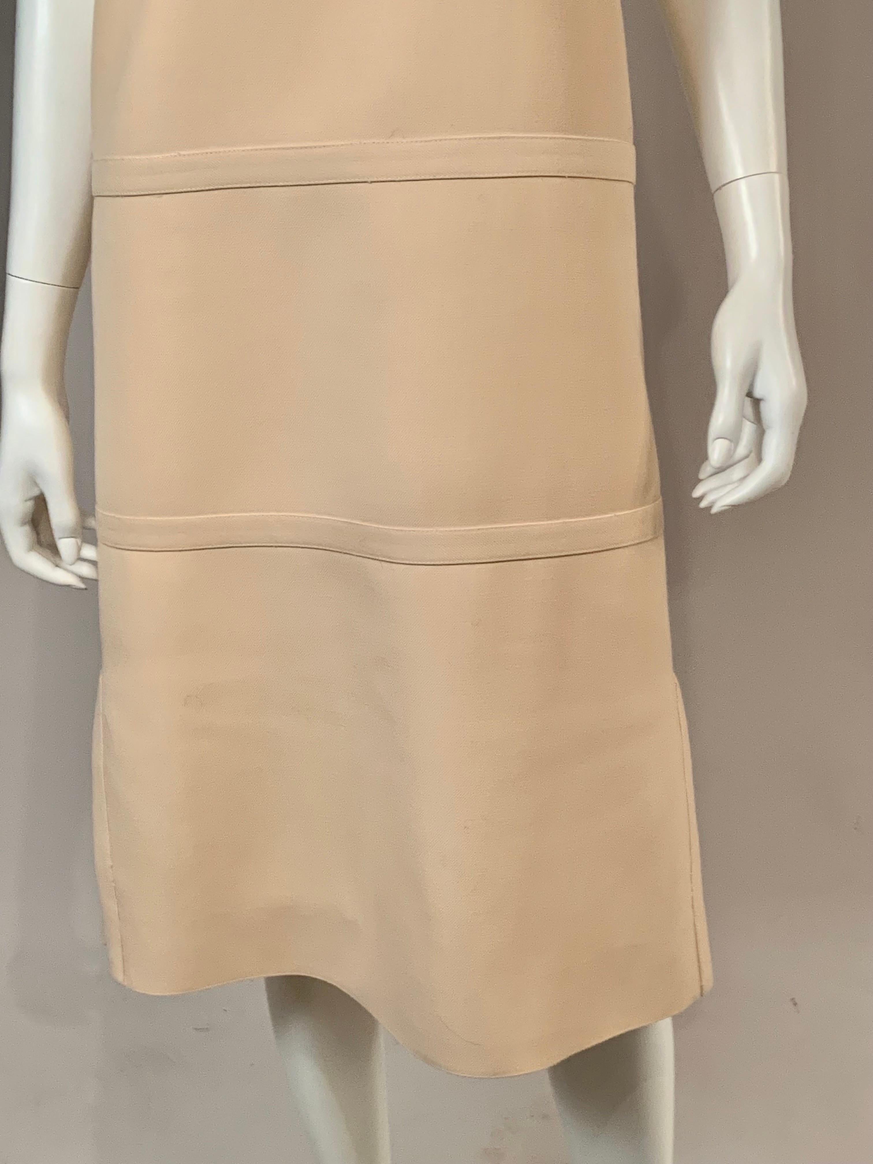 Women's 1960's Courreges Winter White Wool Dress with Band Detail For Sale