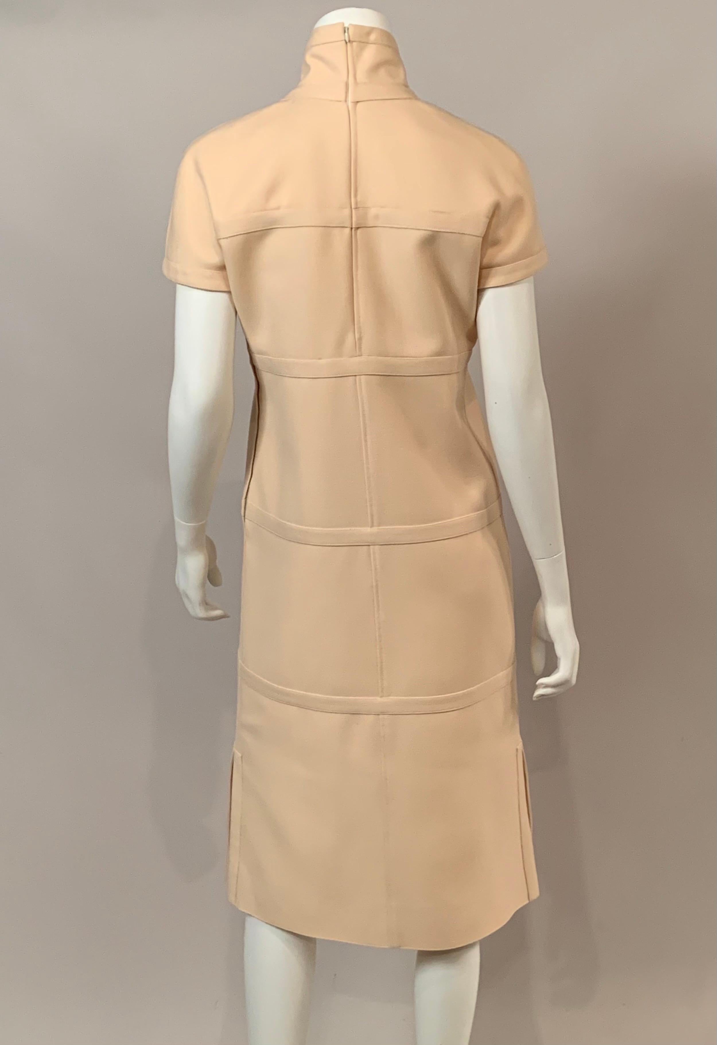 1960's Courreges Winter White Wool Dress with Band Detail For Sale 3