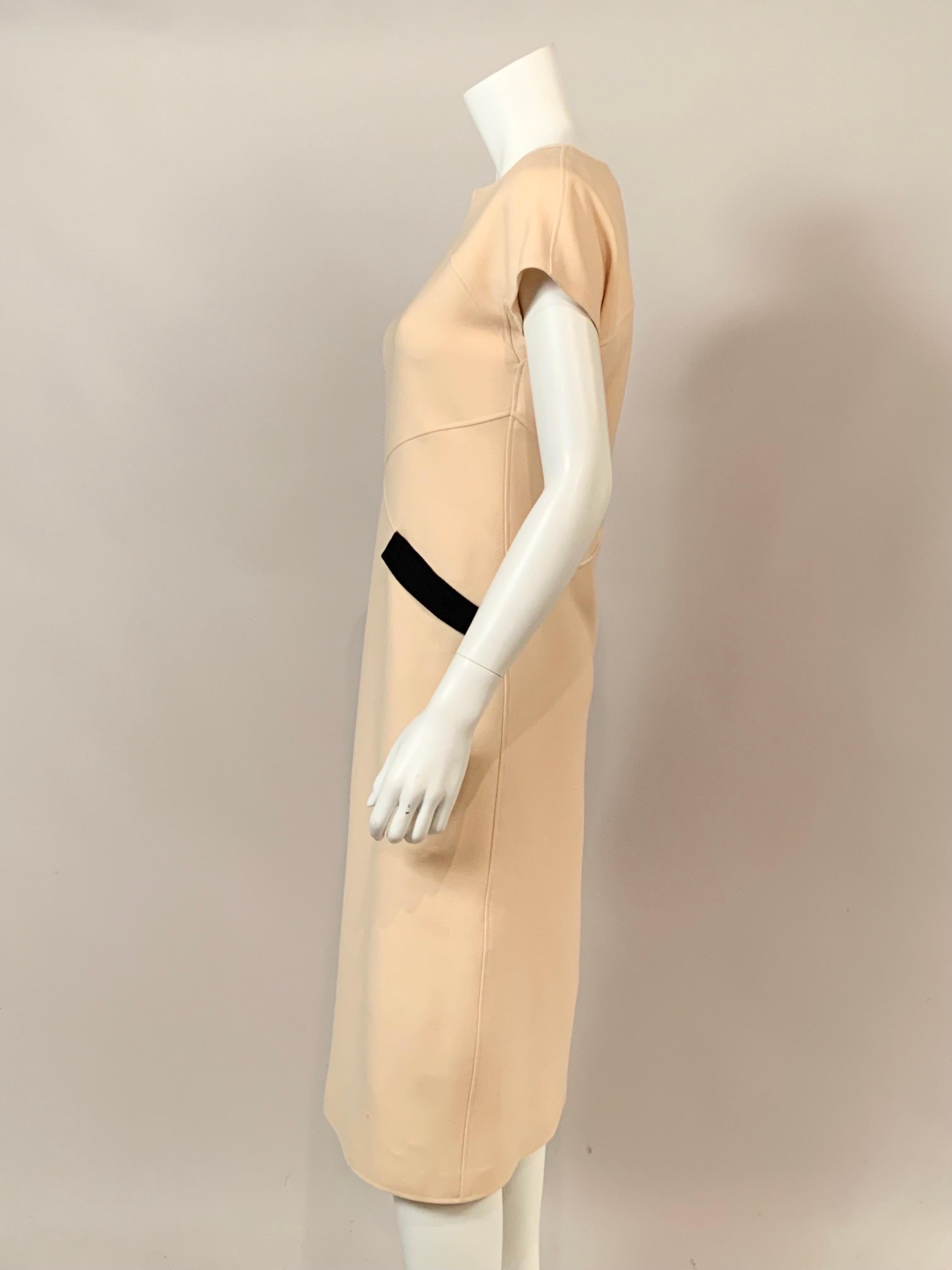 1960's Courreges Winter White Wool Dress with Black Pocket Trim In Excellent Condition For Sale In New Hope, PA