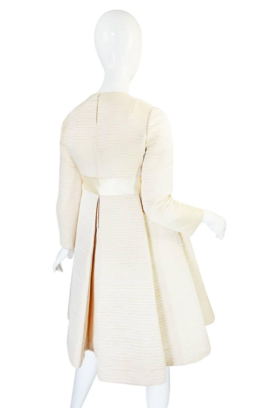 1960s Couture Gustave Tassell Pleated Silk Dress In Excellent Condition In Rockwood, ON