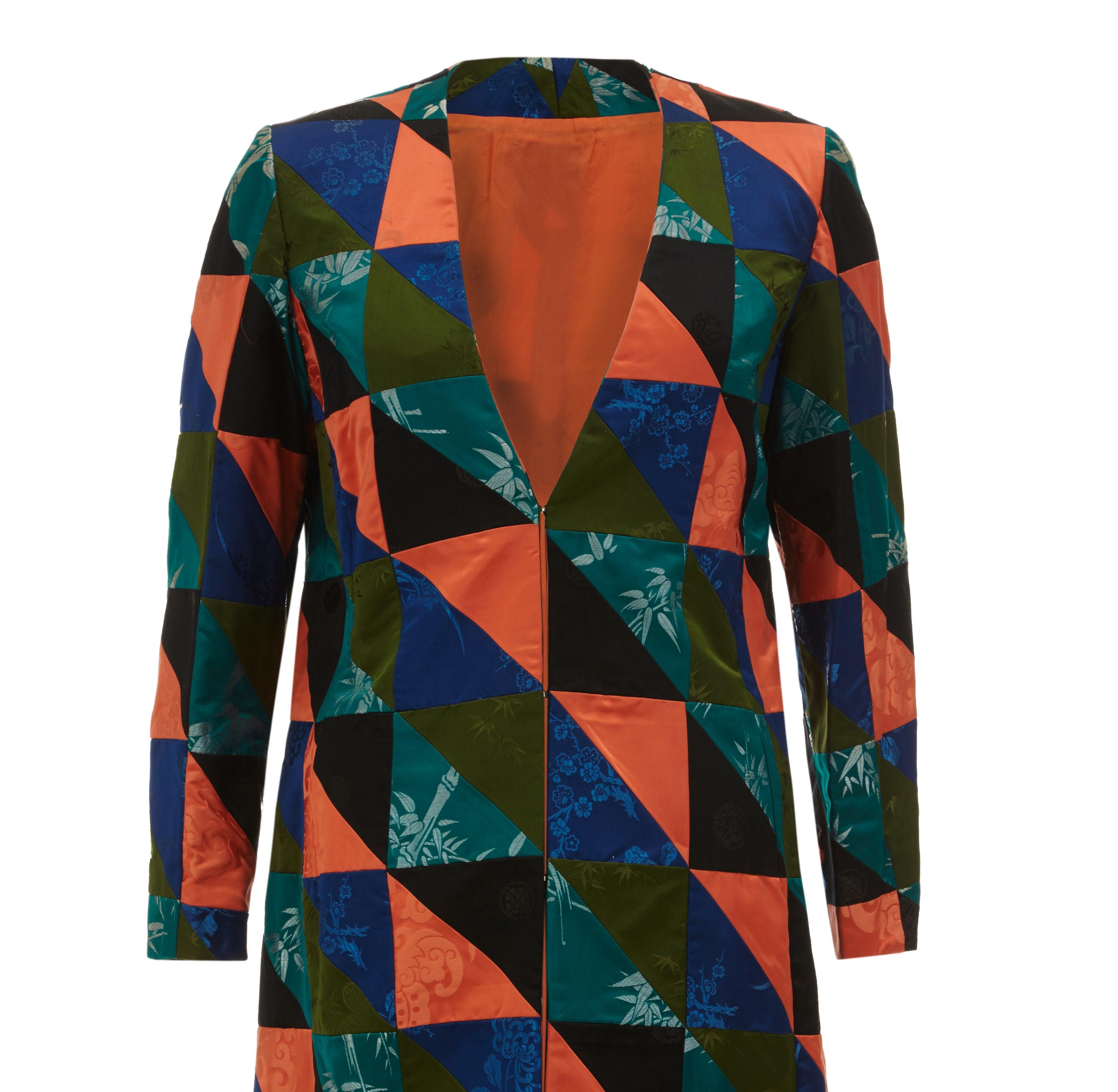 Couture Patchwork-Mantel aus chinesischer Seide, 1960er Jahre  (Schwarz) im Angebot