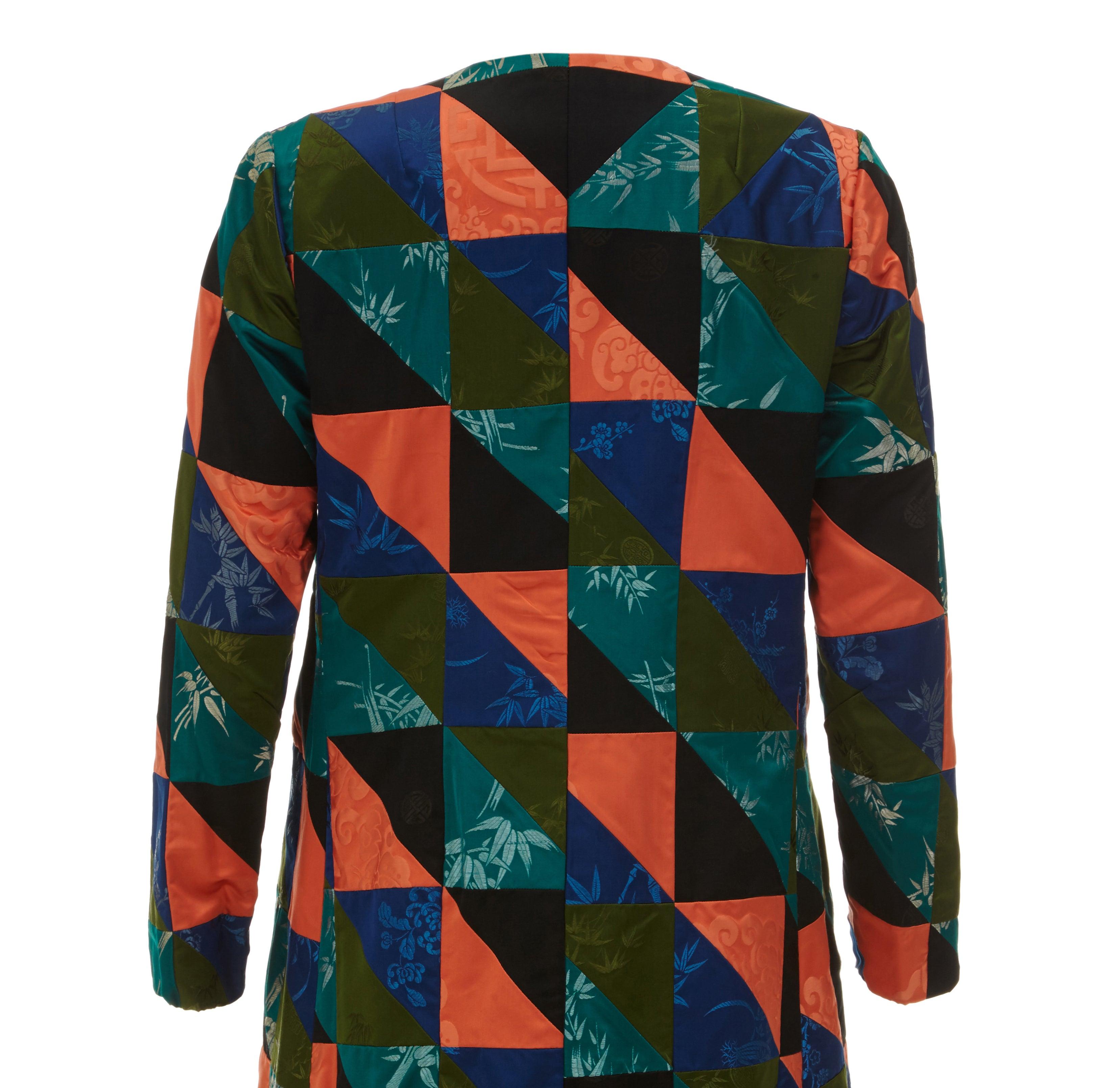 1960s Couture Patchwork Chinese Silk Coat In Excellent Condition For Sale In London, GB