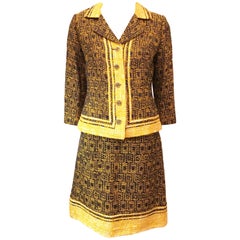 1960s Couture Tweed Chanel Style Custom Skirt Suit