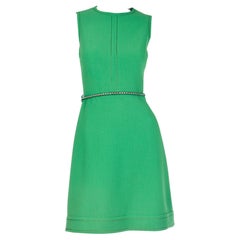 1960s Couture Veronese 414 Saint Honore Paris Vintage Green Sleeveless Dress
